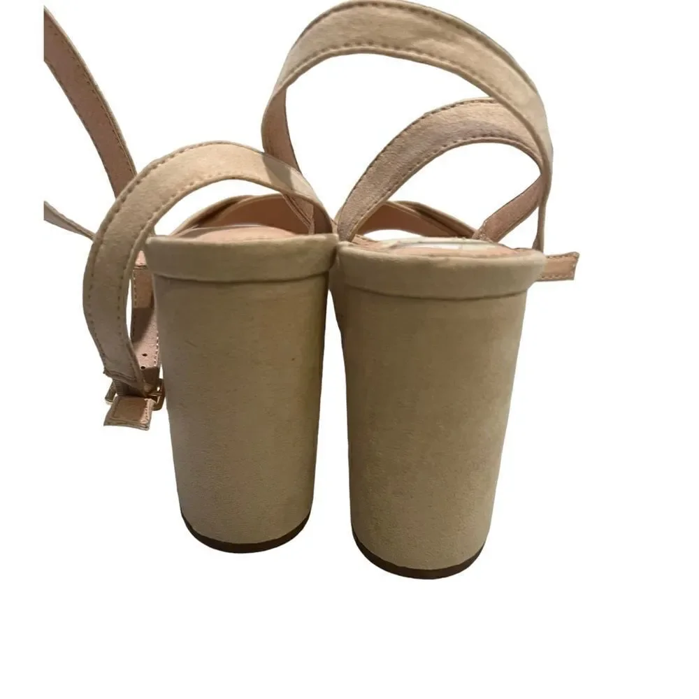 NWOB Rohb  by Joyce Azria Tan Suede Platform Heels Women's Sz 8
